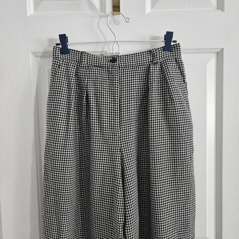 Vintage Talbots 100% Wool Houndstooth High Waisted Trousers